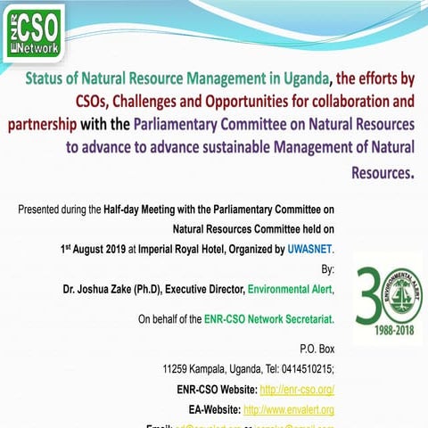 Status of Natural Resource Management in Uganda