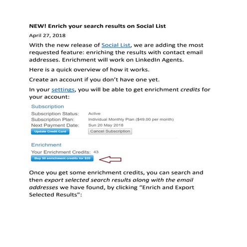 Sourcing Tool Social List - 7-day Trial and Enrichment