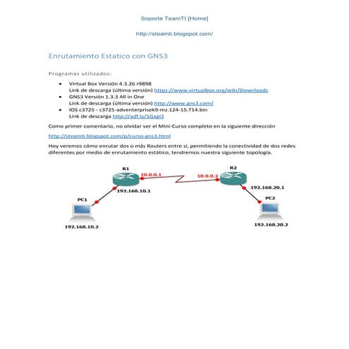 Enrutamiento estatico-con-gns3
