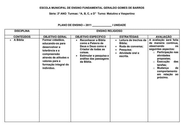 Ens. religioso 2º ano