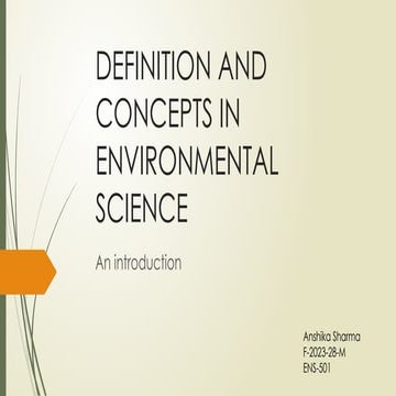 Introduction to concepts in Environmental Science
