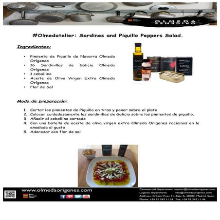 Ensalada de Sardinillas y Pimientos Piquillo Olmeda Origenes