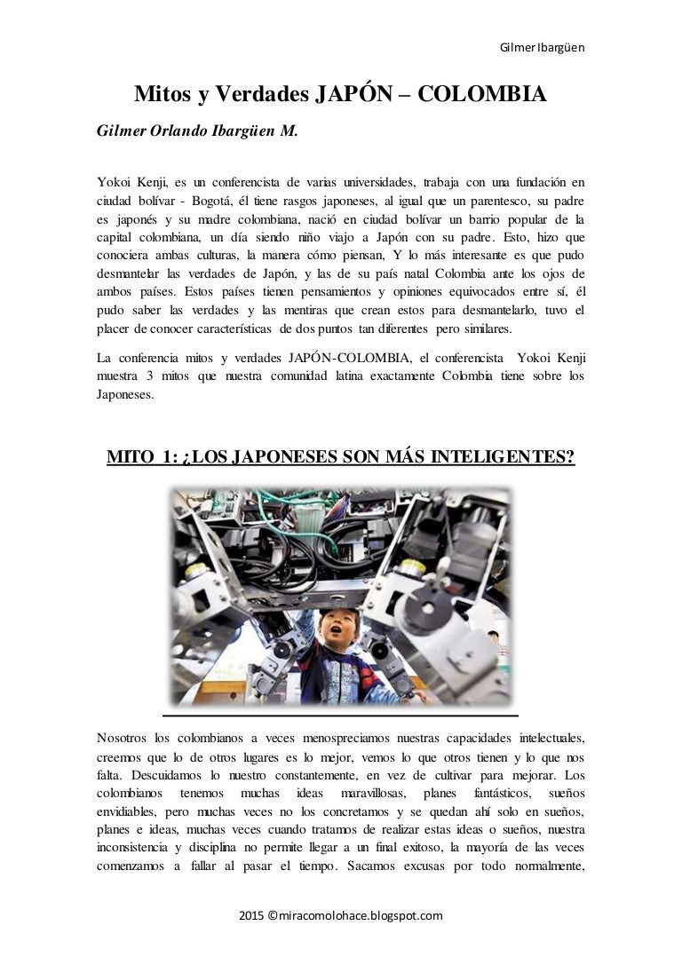 Ensayo Mitos Y Verdades Japon Colombia