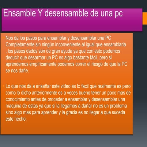 Ensamble y desensamble de una pc