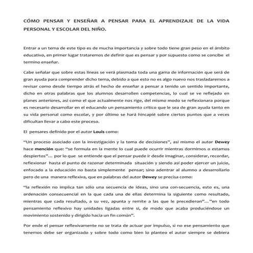 Ensayo como pensamos | DOCX