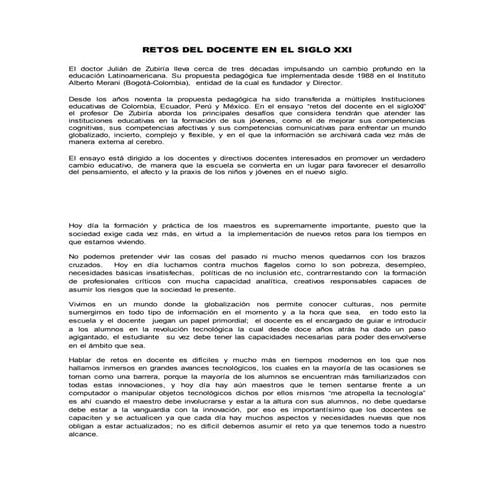 RETOS DEL DOCENTE EN EL SIGLO XXI | DOCX