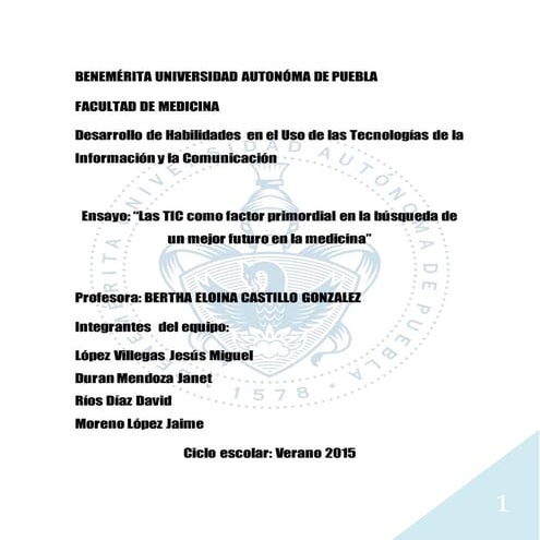 Ensayo. Las tic en el sector salud