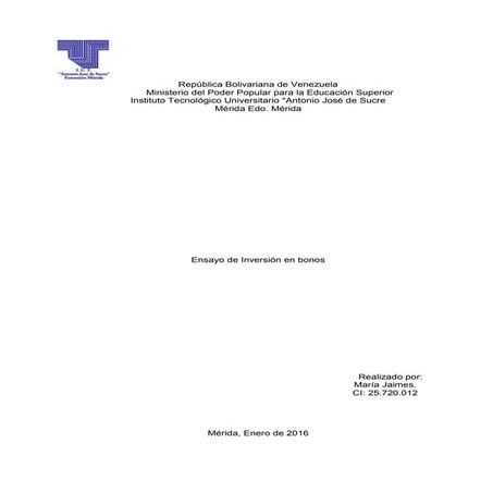 Ensayo de Inversión en bonos