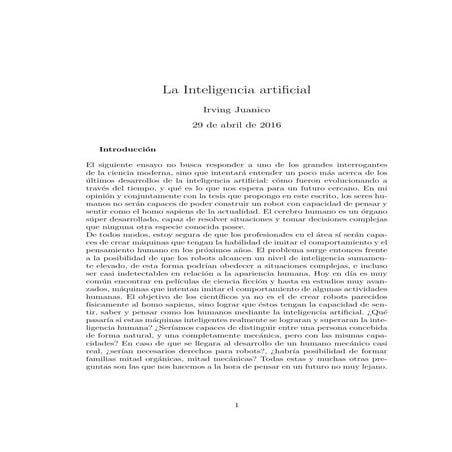 Ensayo: Inteligencia Artificial