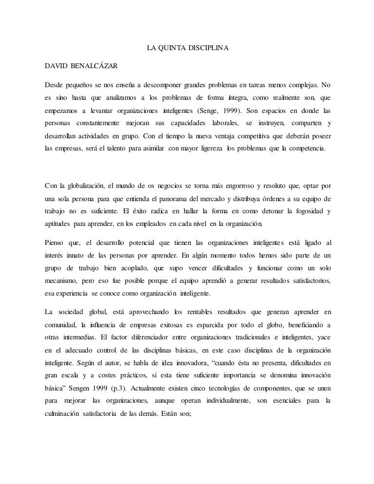 Ensayo del libro La quinta disciplina