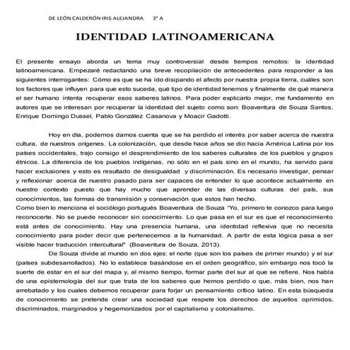 Ensayo. identidad latinoamericana