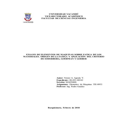 Ensayo. elementos de maquinas. nestor agreda