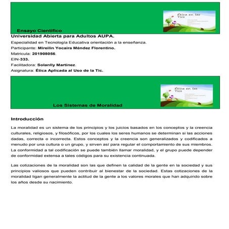 Los Sistemas de  Moralidad.