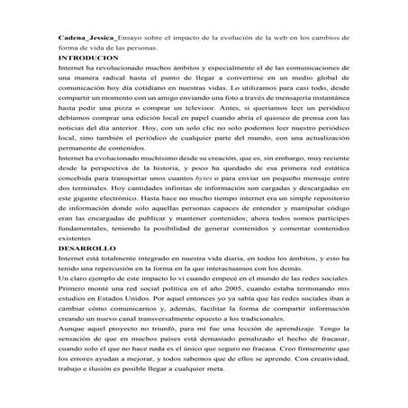Ensayo Evolución de la web en la Sociedad