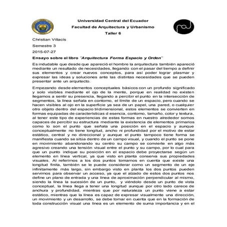 Ensayo   ¨arquitetura, forma, espacio y orden¨