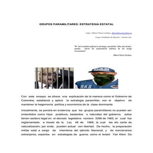 Ensayo  Grupos Paramilitares - Estrategia Estatal