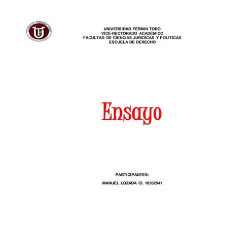 Ensayo manuel. legislacion