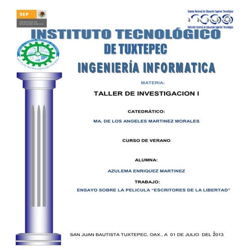 Ensayo "ESCRITORES DE LA LIBERTAD"