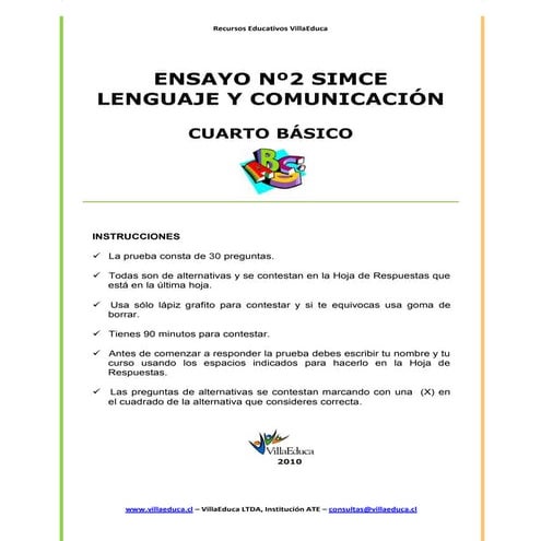 Ensayo2 simce lenguaje_4_basico-2010