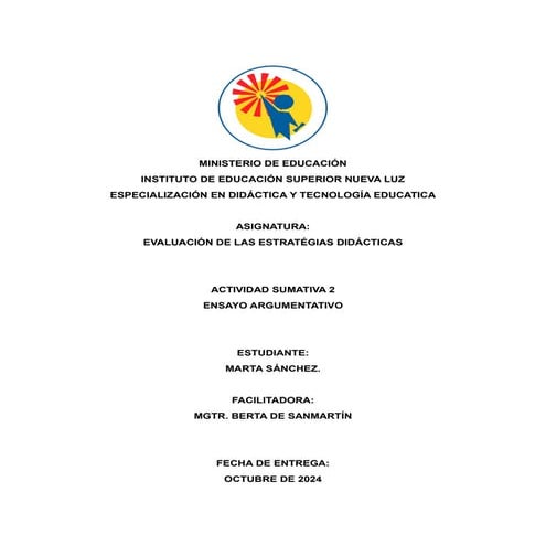 Asignación sobre  un - Ensayo Argumentativo