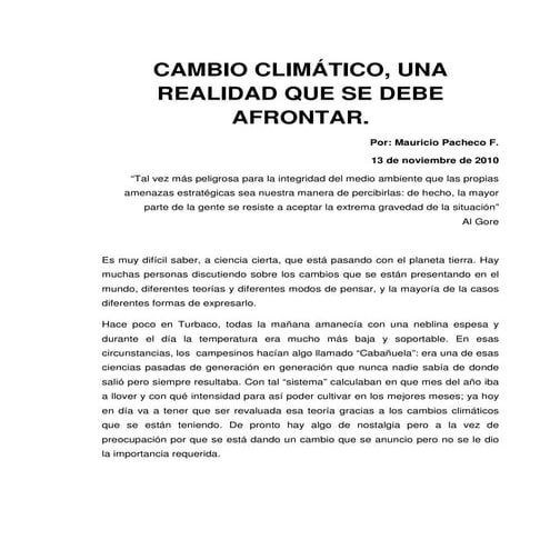 Ensayo cambio climático