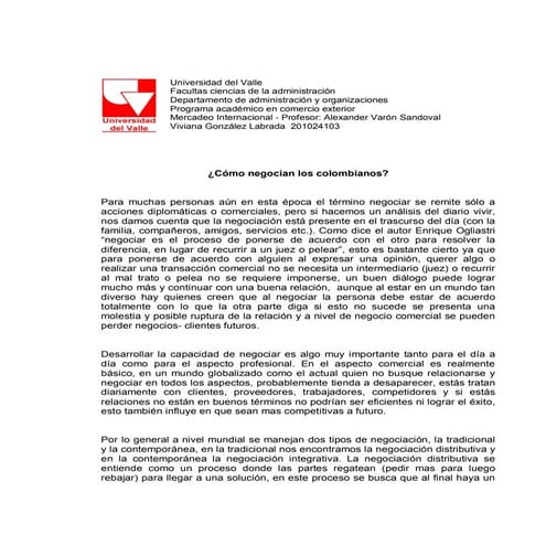 ¿Como negocian los colombianos?