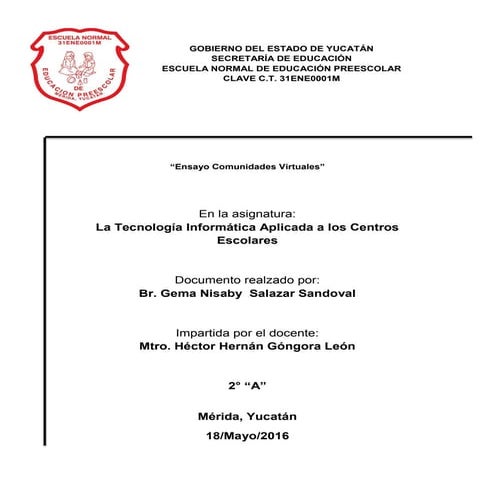 Ensayo comunidades virtuales