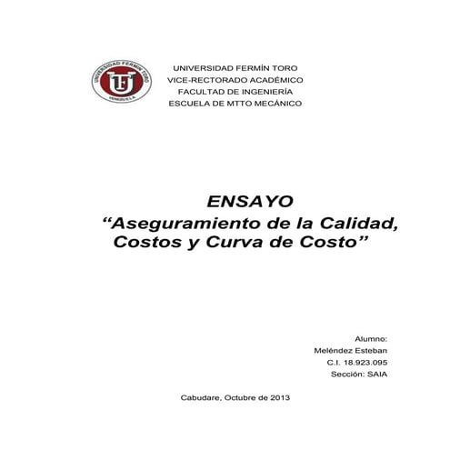 Ensayo, costos de calidad