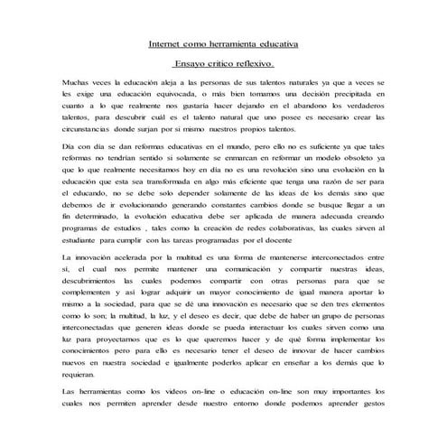 Ensayo critico reflexivo.