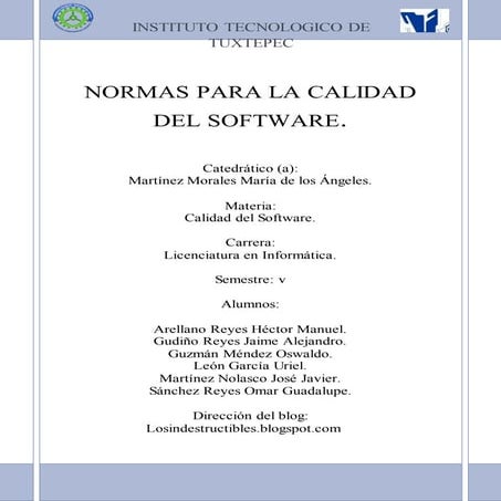 Plan de gestion de la calidad del software | DOCX