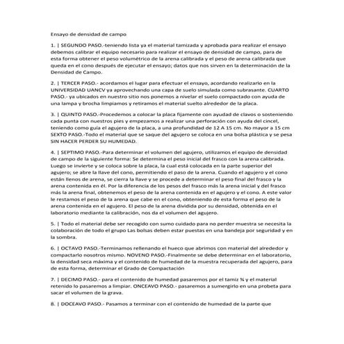 Ensayo de compactacion de campo