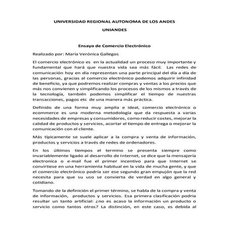 Ensayo de Comercio Electronico | DOCX