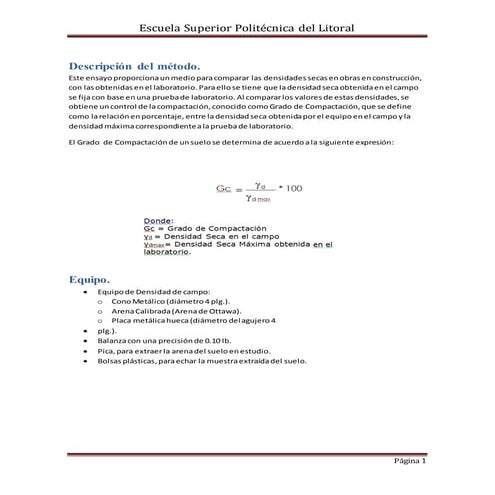 Ensayo de cono de arena 