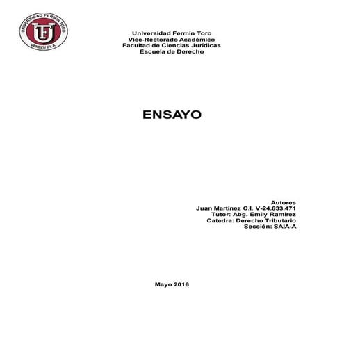 Ensayo de derecho tributario segudo ensayo