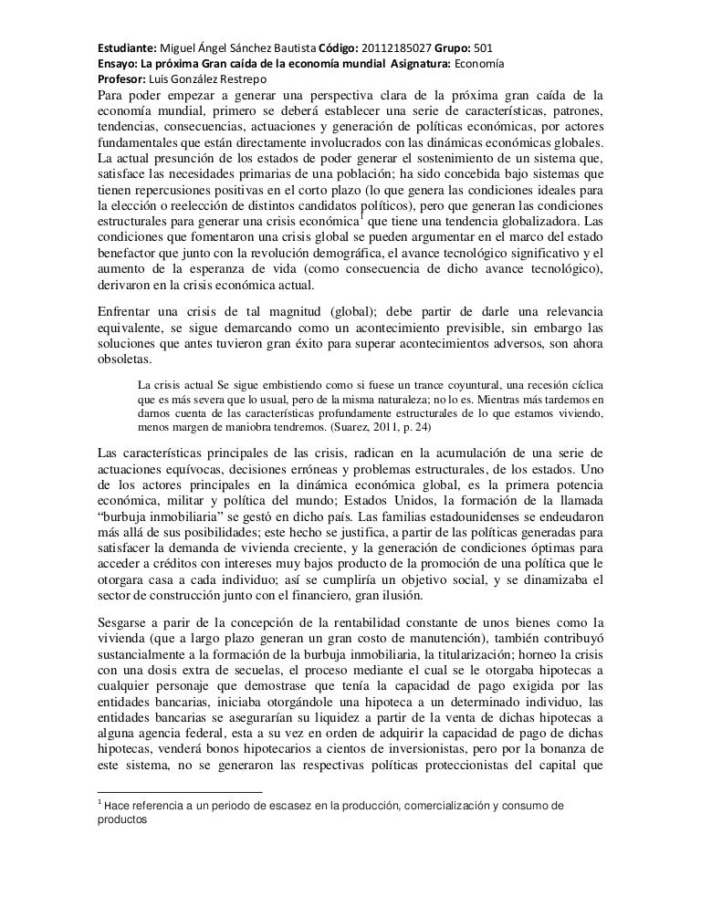 Ensayo de economia Ensayo de economia