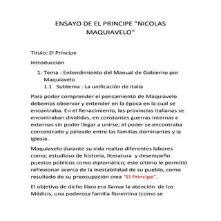 Ensayo de el principe