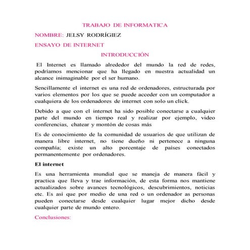 Ensayo de internet