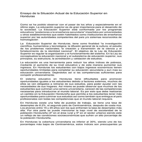Ensayo de la Situación Actual de la Educación Superior en Honduras.pdf