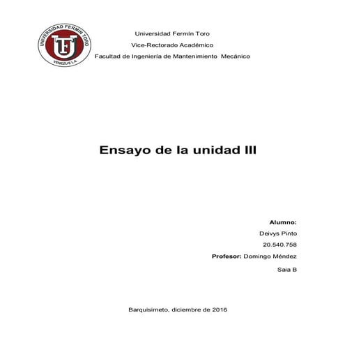 Ensayo de la unidad iii. analisis numerico