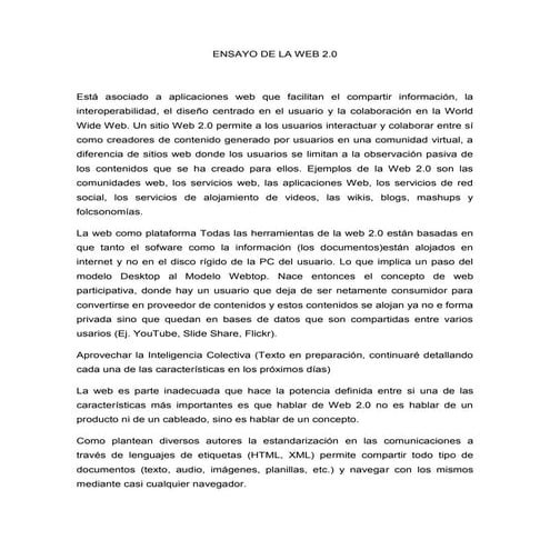 Ensayo de la web 2