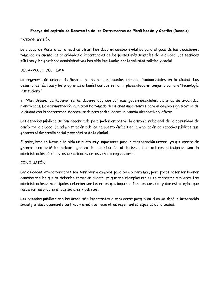 Ensayo del capítulo de renovación de los instrumentos de planificació…