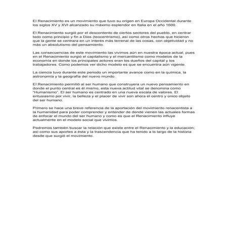 Ensayo del renacimiento