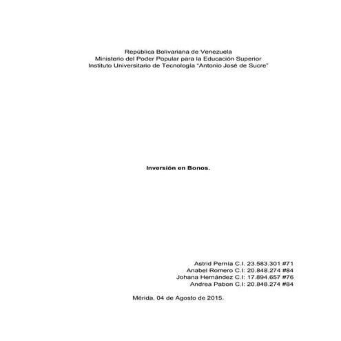 ensayo de inversión en bonos
