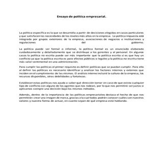 Ensayo de política