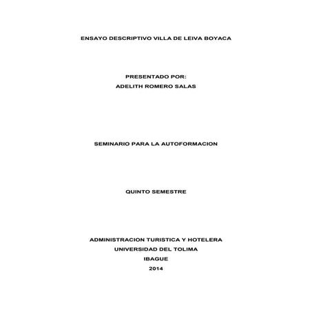 Ensayo descriptivo villa de leiva boyaca