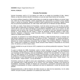 Ensayo de vicente fernandez. miguel...
