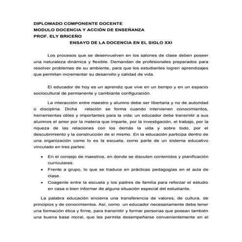 Ensayo docencia del siglo xxi