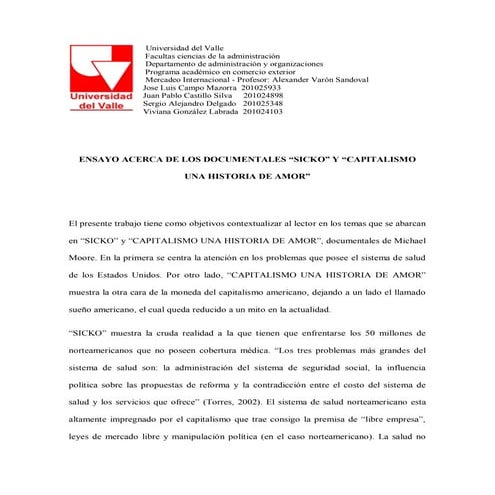 Ensayo documentales Michael Moore