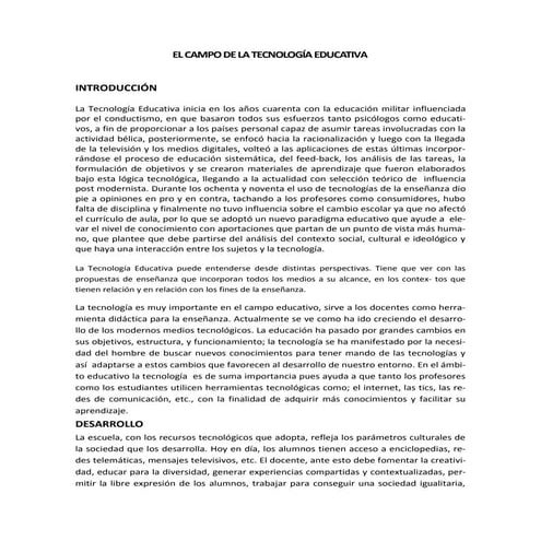 Ensayo argumentativo de las tecnologias educativas | DOCX