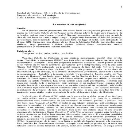 ENSAYO ANALISIS DE OBRA : el conspirador